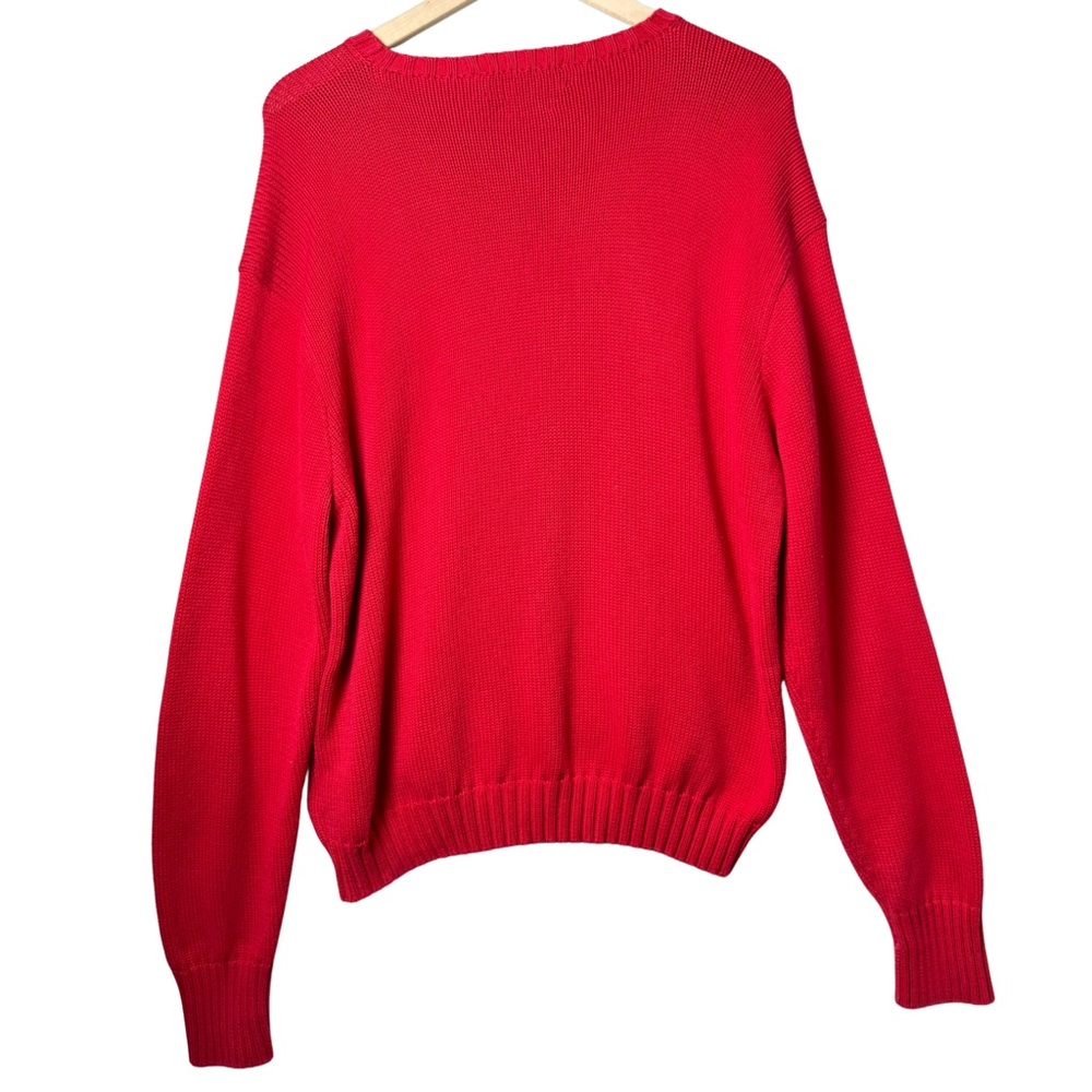 Vintage Polo Ralph Lauren Sweater Mens XL Red Chunky Knit Preppy Holiday Office - Picture 2 of 8